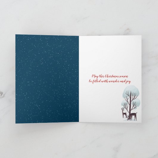 White Star-kerstboom en maan Feestdagen Kaart (Binnen)