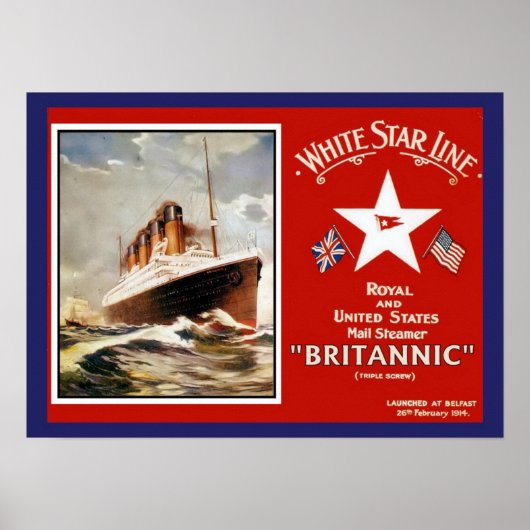 White Star Line Britannic Ship Poster (Voorkant)