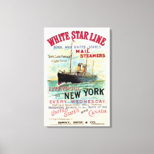 WHITE STAR LINE OCEAN MAIL STOOMBOOT CANVAS AFDRUK