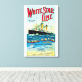 WHITE STAR LINE OCEAN MAIL STOOMBOOT CANVAS AFDRUK (Insitu (Houten vloer))