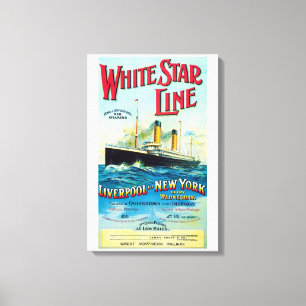 WHITE STAR LINE OCEAN MAIL STOOMBOOT CANVAS AFDRUK