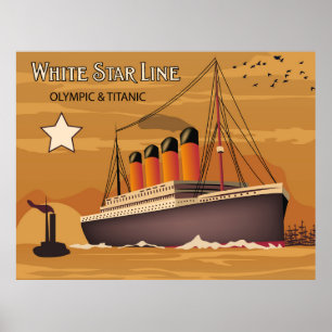 White Star Line, Olympic and Titanic Oversea Ship Poster