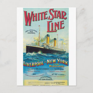 White Star Line, Oude poster voor zeereizen Briefkaart