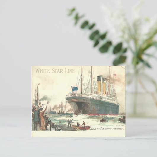 White Star Line R.M.S. Cedrische bladeren Liverpoo Briefkaart (Staand voorkant)