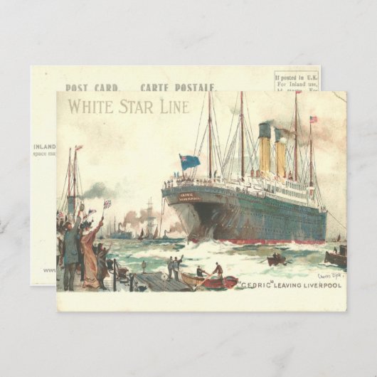 White Star Line R.M.S. Cedrische bladeren Liverpoo Briefkaart (Voorkant / Achterkant)
