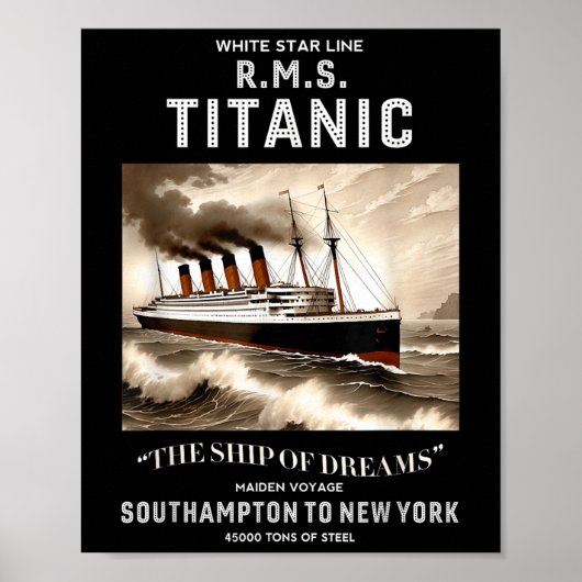 White Star Line Rms Titanic Ship Boys Kids Men  Poster (Voorkant)