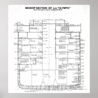 White Star Line S.S. Olympic Half Section 1913 Poster