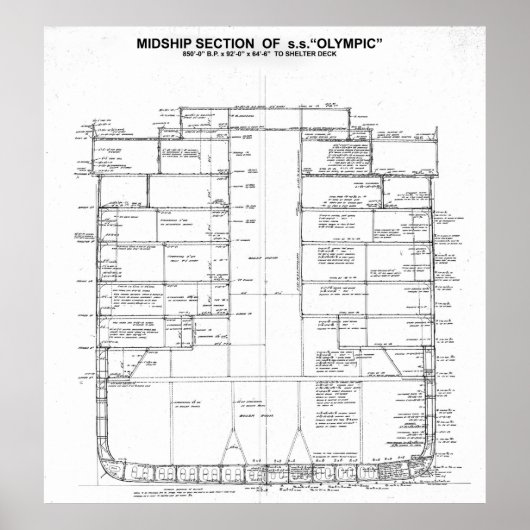 White Star Line S.S. Olympic Half Section 1913 Poster (Voorkant)