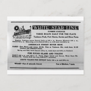 White Star Line Summer Schedule Tashmoo Park Briefkaart