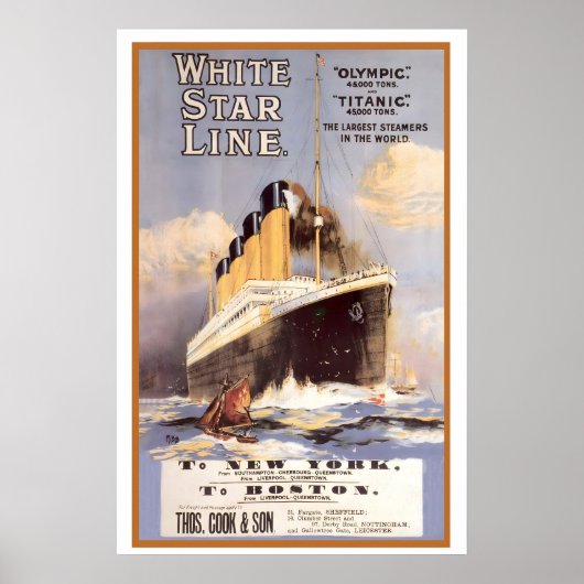 White Star Line Titanic Grootste Stoomschepen ter Poster (Voorkant)