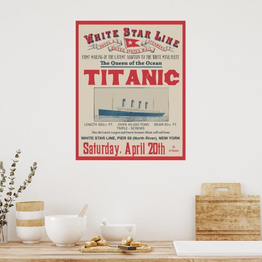 WHITE STAR LINE (Titanic) Poster (Keuken)