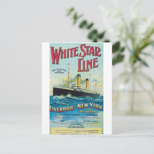 White Star Line, zee reisposter Briefkaart (Staand voorkant)