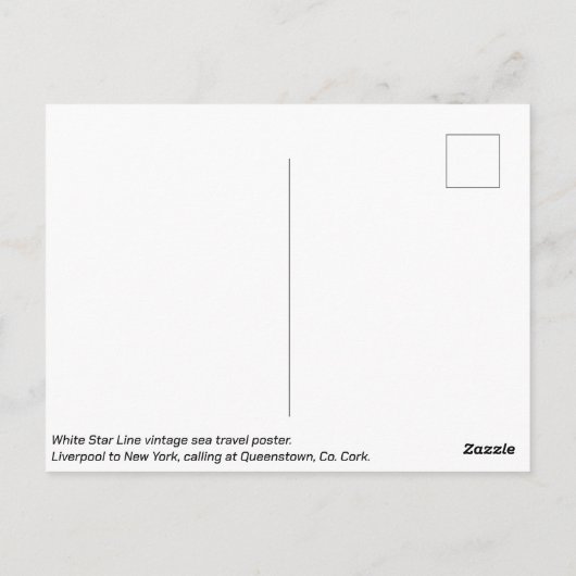 White Star Line,  zee reisposter Briefkaart (Achterkant)
