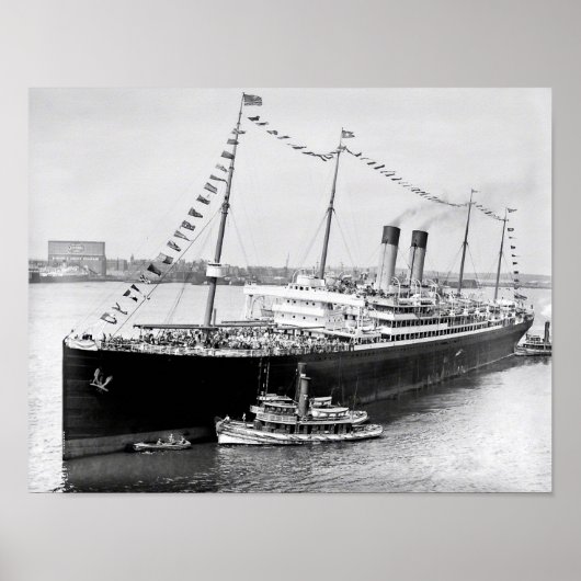 White Star Liner in New York Harbour Poster (Voorkant)