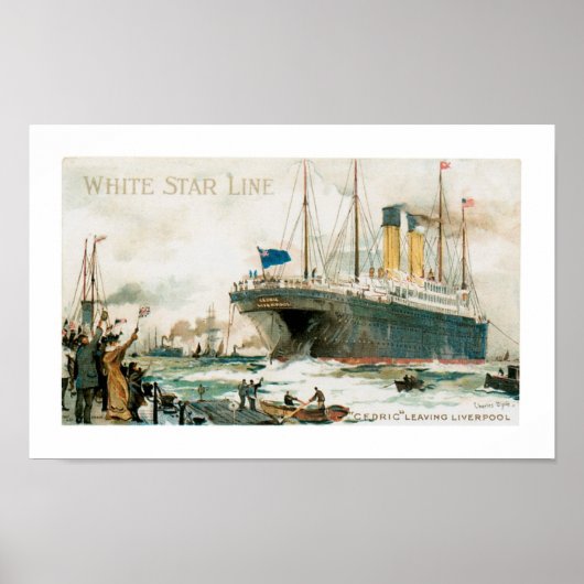 White Star Line's Cedric Leaving Liverpool Poster (Voorkant)