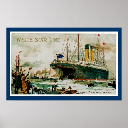 White Star Line's Cedric Leaving Liverpool Poster (Voorkant)