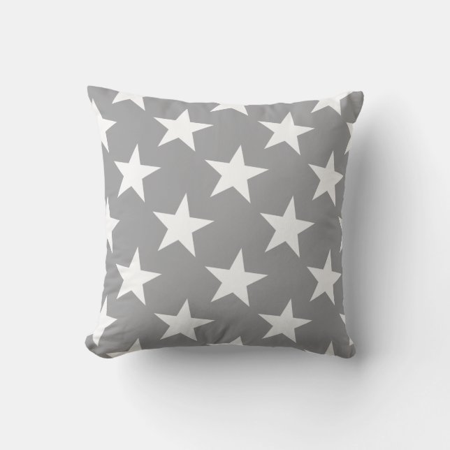 White Star Modern Elegant Grey Color Background Kussen (Voorkant)
