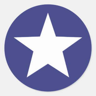 White Star op Blue Patriotic Ronde Sticker