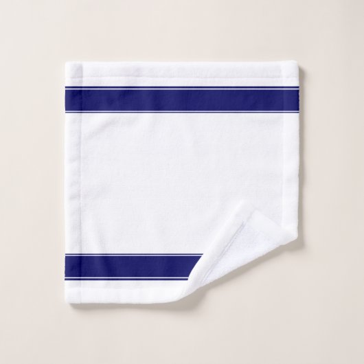 White Star Pattern & Monogram op Navy Blue & White Bad Handdoek (Wasdoekje)