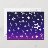 White Star Pattern on Blue to Magenta Ombre Briefkaart (Voorkant / Achterkant)