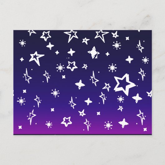 White Star Pattern on Blue to Magenta Ombre Briefkaart (Voorkant)