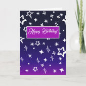White Star Pattern on Blue to Magenta Ombre Kaart (Voorkant)
