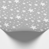 White Star Pattern on Grey Cadeaupapier (Hoek)
