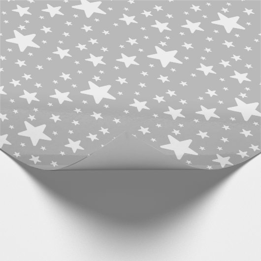 White Star Pattern on Grey Cadeaupapier (Hoek)