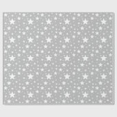 White Star Pattern on Grey Cadeaupapier (Vlak)