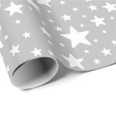 White Star Pattern on Grey Cadeaupapier (Rol Hoek)
