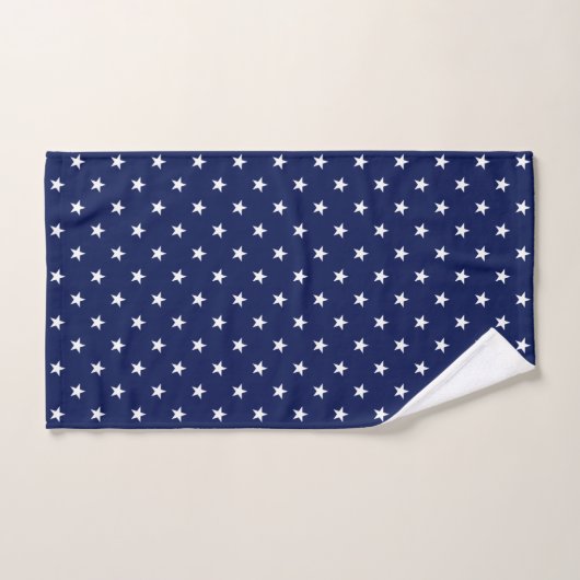 White Star Pattern on Navy Blue Bad Handdoek (Handdoek)