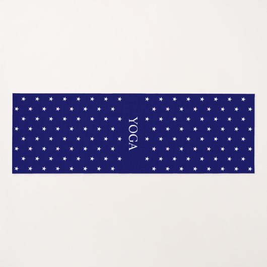 White Star Pattern on Navy Blue Yogamat (Voorkant (horizontaal))