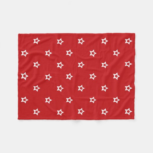 White Star Pattern op Red Fleece Deken (Voorkant (Horizontaal))