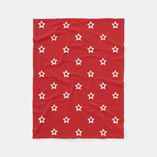 White Star Pattern op Red Fleece Deken (Voorkant)