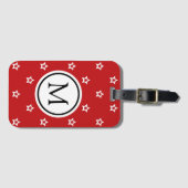 White Star Pattern op Red Monogram Bagagelabel (Voorkant (horizontaal))