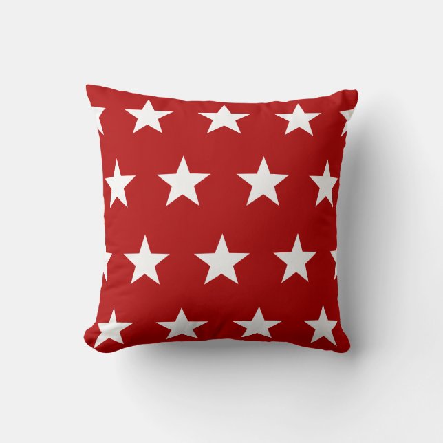 White Star Pattern op rood Sierkussen (Voorkant)
