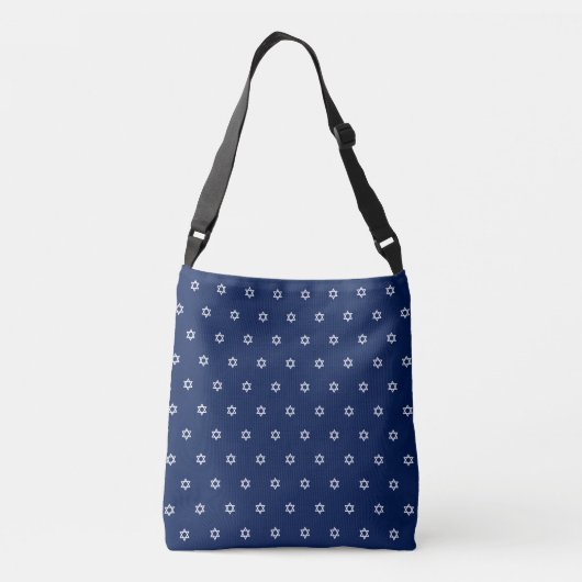 White Star van David Pattern Navy Blue Crossbody Tas (Achterkant)