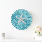 White Starfish Aqua Zee Glass Personailize Grote Klok (Huis)