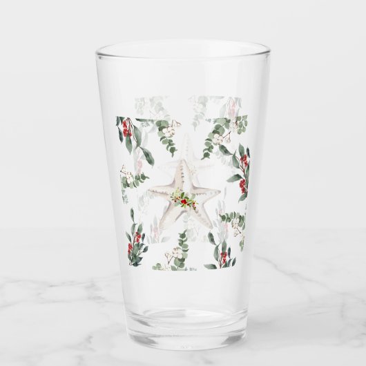 White Starfish Beach Kerstvakantie Glas (Voorkant)