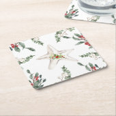 White Starfish Beach Kerstvakantie Kartonnen Onderzetters (Schuin)