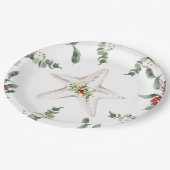 White Starfish Beach Kerstvakantie Papieren Bordje (Gekanteld)