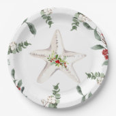 White Starfish Beach Kerstvakantie Papieren Bordje (Voorkant)