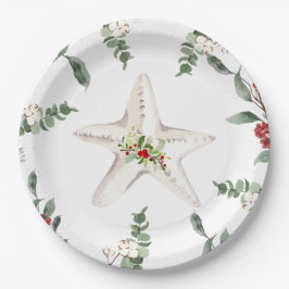 White Starfish Beach Kerstvakantie Papieren Bordje