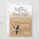 White Starfish & Beach Sand Summer Birthday Party Kaart (Voorkant)