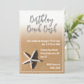 White Starfish & Beach Sand Summer Birthday Party Kaart (Staand voorkant)