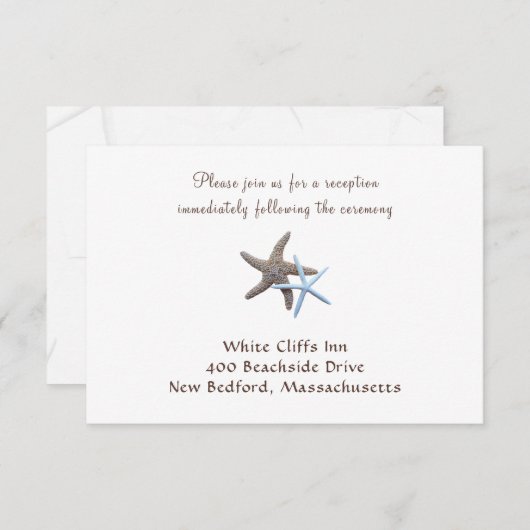 White Starfish Beach Weddenschappen Reception Card Kaart (Voorkant / Achterkant)