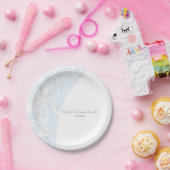 White Starfish Blue Beach Elegant Wedding Papieren Bordje (Feest)