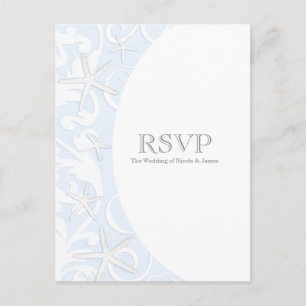 White Starfish Blue Beach Elegant Wedding RSVP Uitnodiging Briefkaart