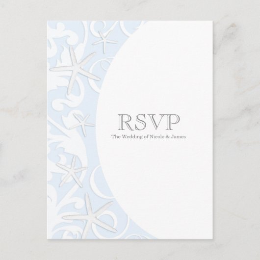 White Starfish Blue Beach Elegant Wedding RSVP Uitnodiging Briefkaart (Voorkant)