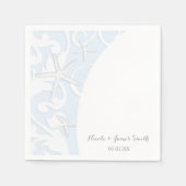 White Starfish Blue Beach Elegant Wedding Servetten (Voorkant)